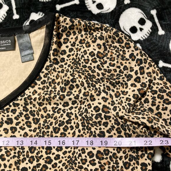 LIZ CLAIBORNE Leopard print long sleeve plus size top ~ VINTAGE XL 1X goth shirt - Picture 7 of 12